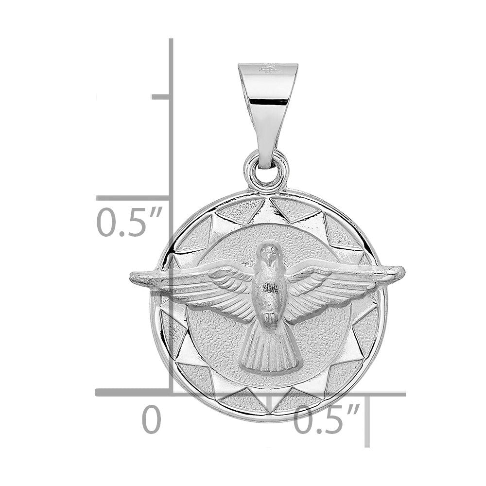 14k White Gold Polished and Satin Hollow Holy Spirit Pendant for Women