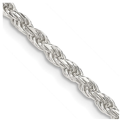 Sterling Silver 2.75mm Diamond-cut Rope Chain Necklace w/4in ext.