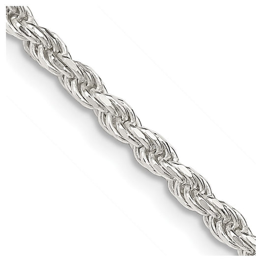 Sterling Silver 2.75mm Diamond-cut Rope Chain Necklace w/4in ext.
