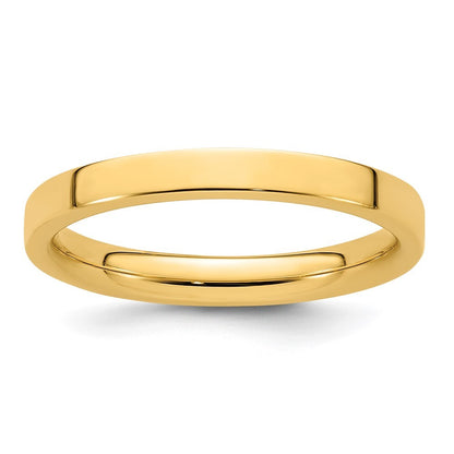 14K Yellow Gold 2.5mm Standard Weight Flat Comfort Fit Wedding Band Size 7