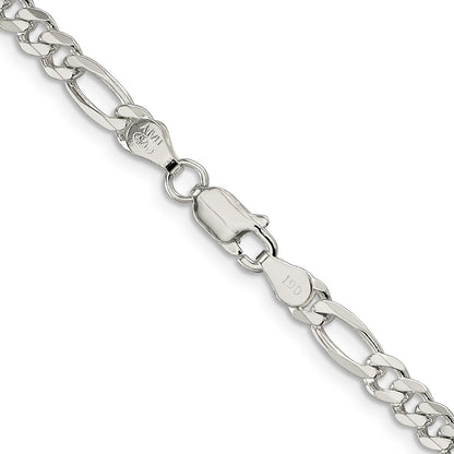 Sterling Silver 4.3mm Flat Figaro Chain Necklace