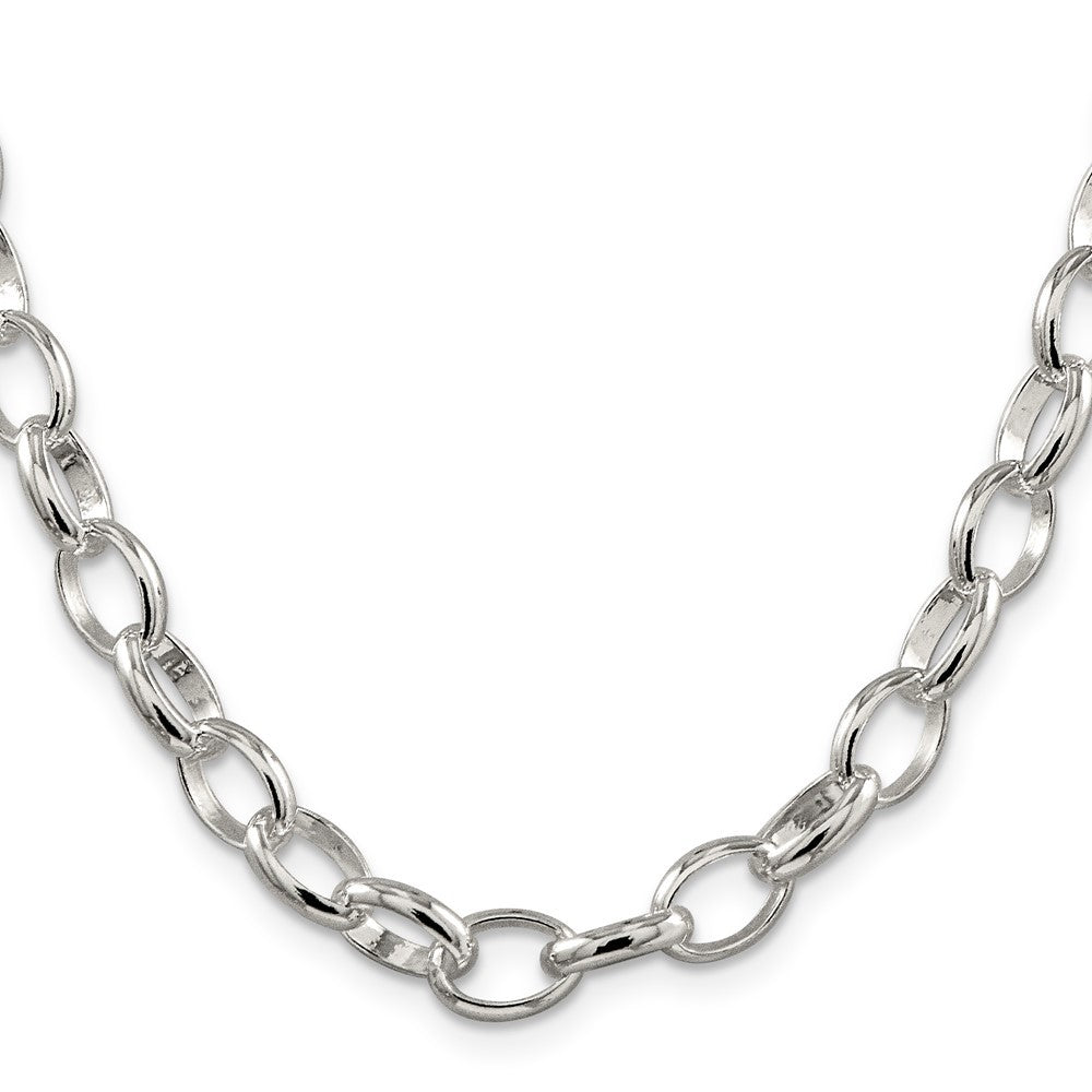 Sterling Silver 8mm Fancy Rolo Chain Necklace