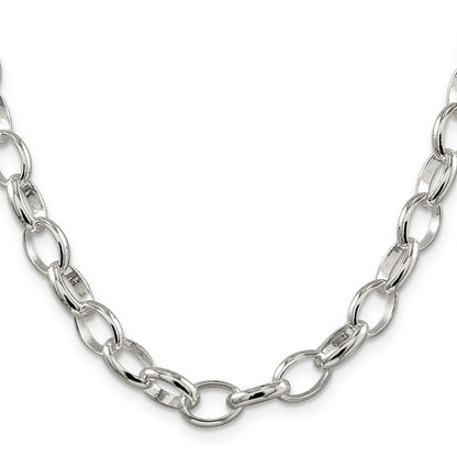 Sterling Silver 8mm Fancy Rolo Chain Necklace