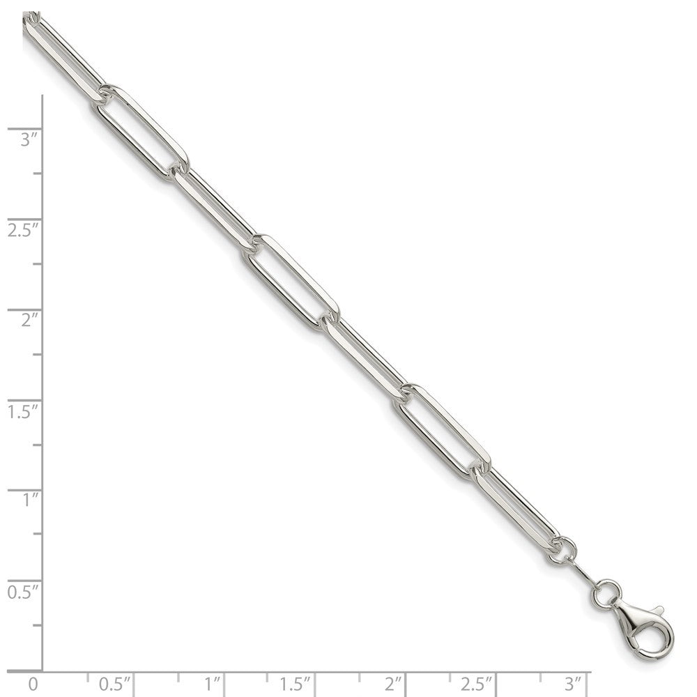 Sterling Silver 5.5mm Diamond-Cut Paperclip Chain Bracelet