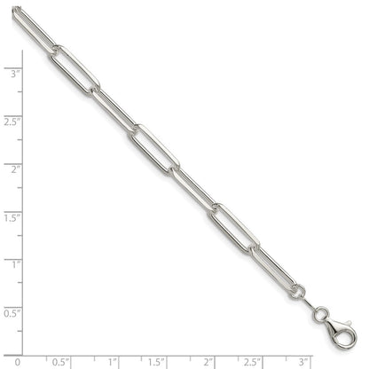 Sterling Silver 5.5mm Diamond-Cut Paperclip Chain Bracelet