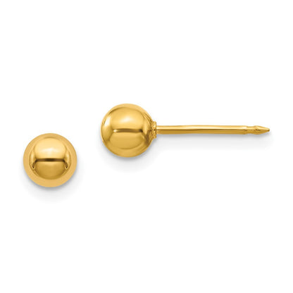 14k Yellow Gold 5mm Ball Stud Earrings Gift for Women