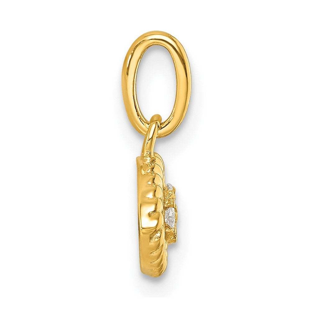 14k Yellow Gold Polished Diamond Twisted Evil Eye Pendant