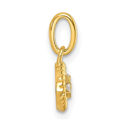 14k Yellow Gold Polished Diamond Twisted Evil Eye Pendant