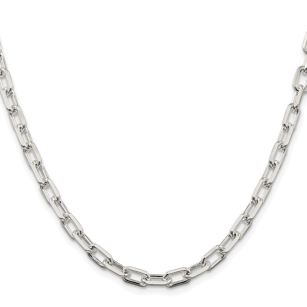 Sterling Silver Rhodium-plated 5.75mm Diamond-cut Long Link Cable Chain Necklace