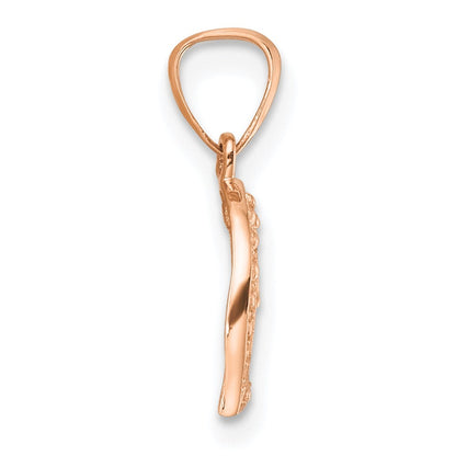 14k Rose Gold .01 carat Diamond Curved Heart Pendant