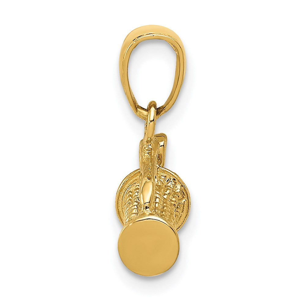 14k Yellow Gold Solid Polished 3-D Golf Bag With Clubs Charm Pendant