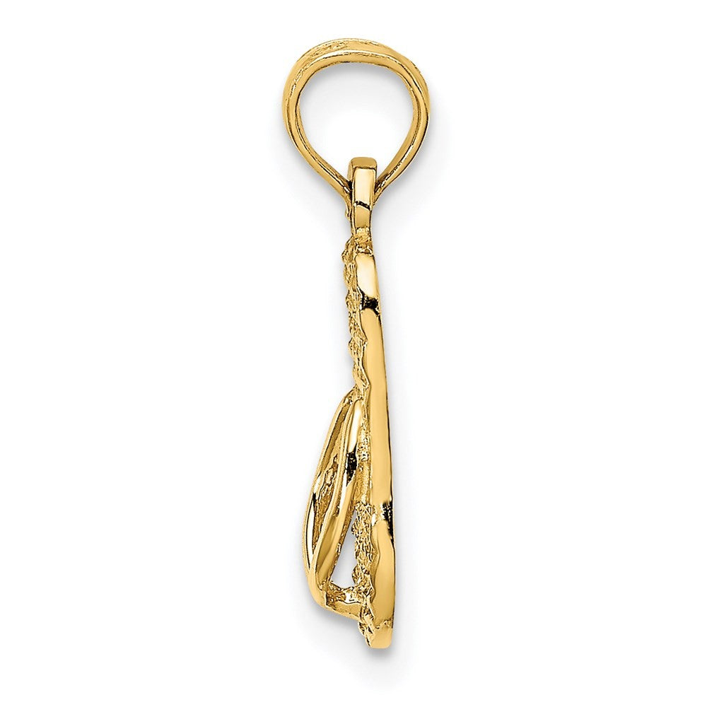 14k Yellow Gold 3D LBI (Long Beach Island) Single Flip-flop Charm