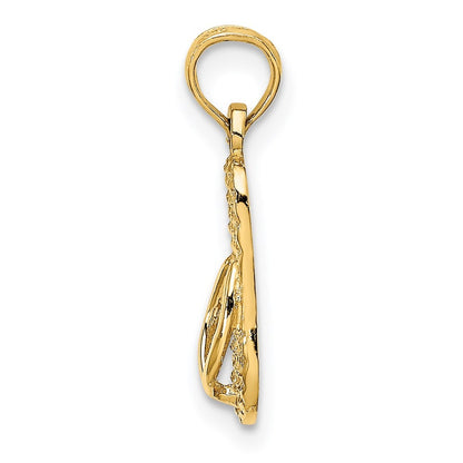 14k Yellow Gold 3D LBI (Long Beach Island) Single Flip-flop Charm