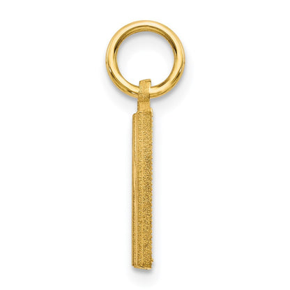 14k Yellow Gold Satin Diamond-cut Letter N Initial Charm Pendant for Women