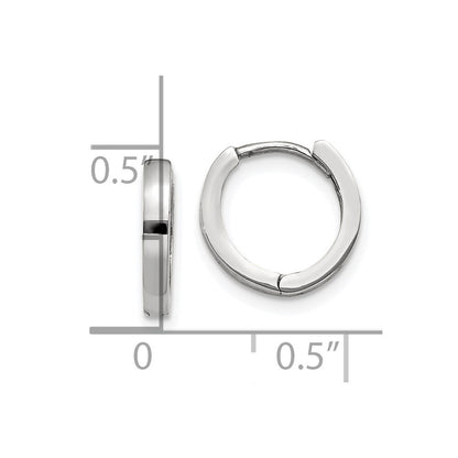 14k White Gold Round Hinged Hoop Earrings Gift for Women