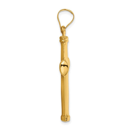14k Yellow Gold Polished Stamping Cross Pendant