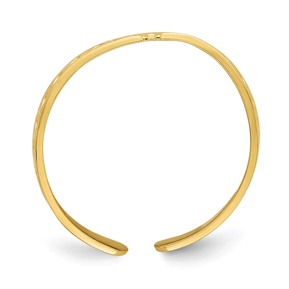 14k Yellow Gold Engraved Heart Design Adjustable Toe Ring