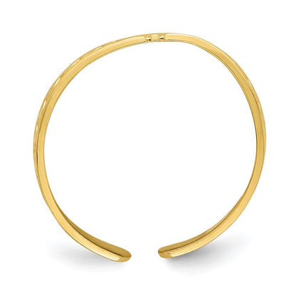14k Yellow Gold Engraved Heart Design Adjustable Toe Ring