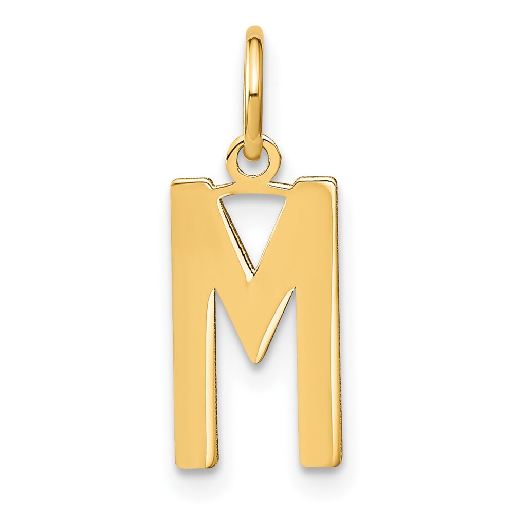 14k Yellow Gold Letter M Initial Pendant for Women