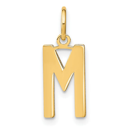 14k Yellow Gold Letter M Initial Pendant for Women