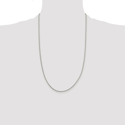 Sterling Silver Rhodium-plated 1.7mm Diamond-cut Round Spiga Chain