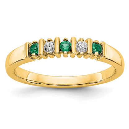 14K Yellow Gold Yellow Gold 1/15 carat Diamond and Emerald Complete Band Size 7