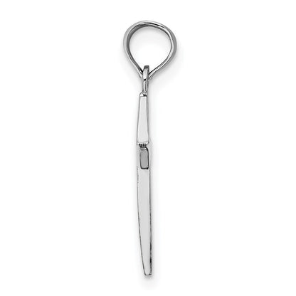 14k White Gold Beveled Cross Charm Pendant for Women