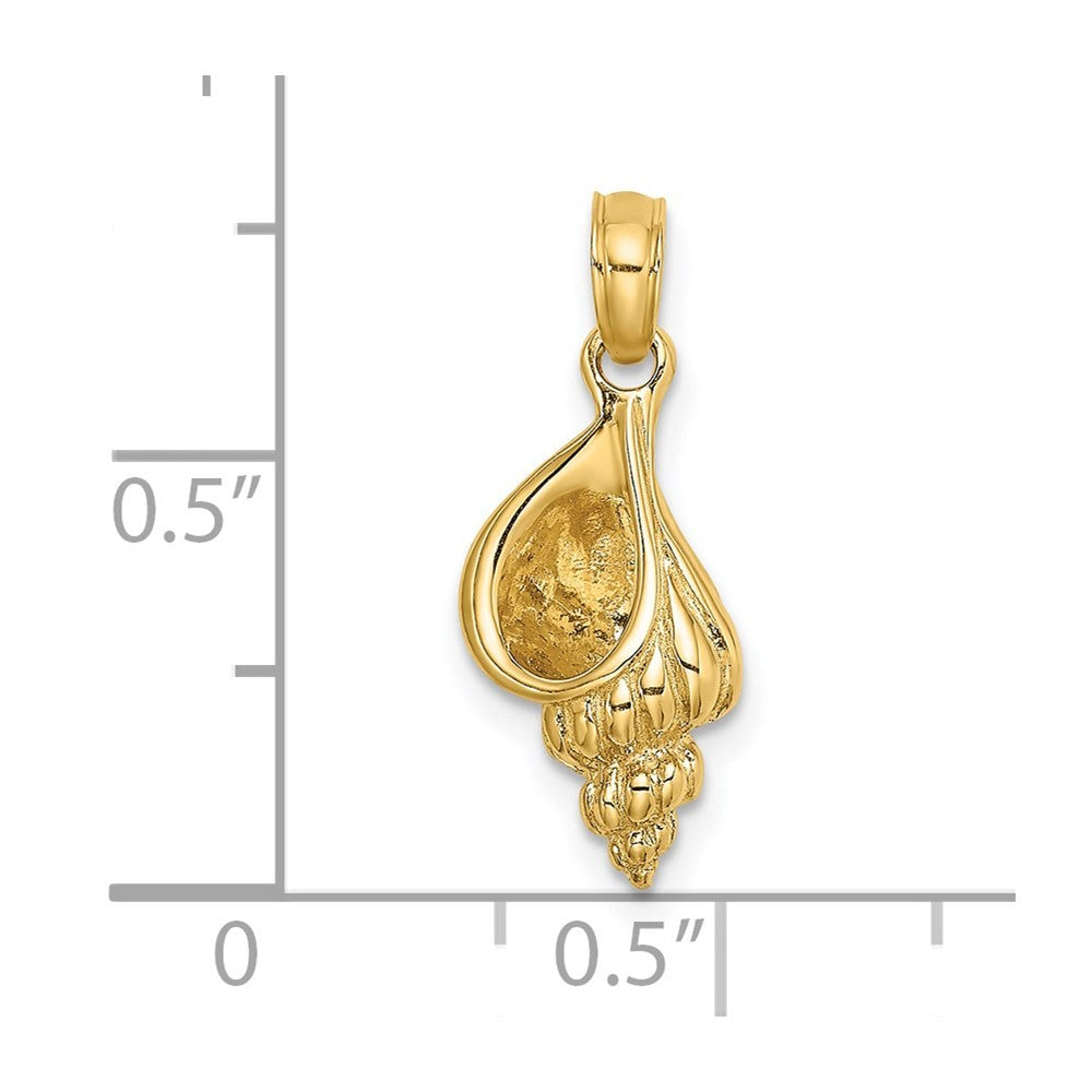 14k Yellow Gold 3-D Mini Conch Shell Charm Pendant