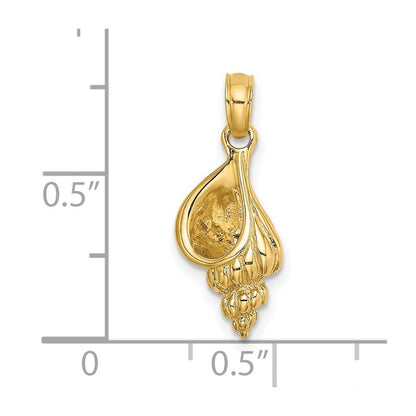 14k Yellow Gold 3-D Mini Conch Shell Charm Pendant