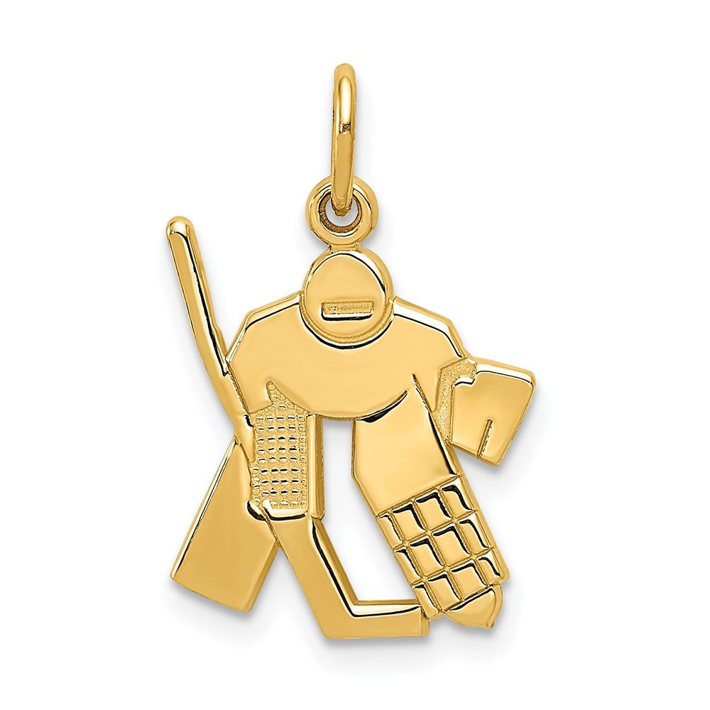 14k Yellow Gold Hockey Goalie Charm Pendant