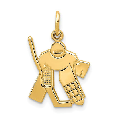 14k Yellow Gold Hockey Goalie Charm Pendant