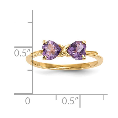 14K Yellow Gold Gold Polished Amethyst Bow Ring