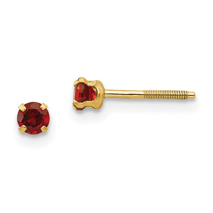 14k Yellow Gold 3mm Garnet Stud Earrings Gift for Women