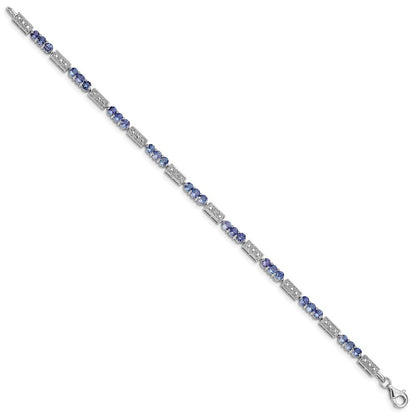 Sterling Silver Rhodium-plated Tanzanite and Diamond Bracelet