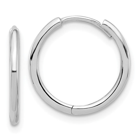 14K White Gold Polished Hinged Hoop Earrings Gift for Women