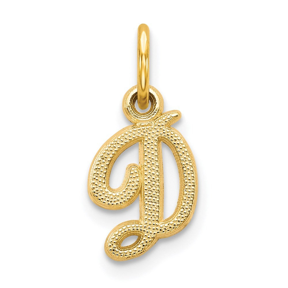 14k Yellow Gold Script Letter D Initial Charm