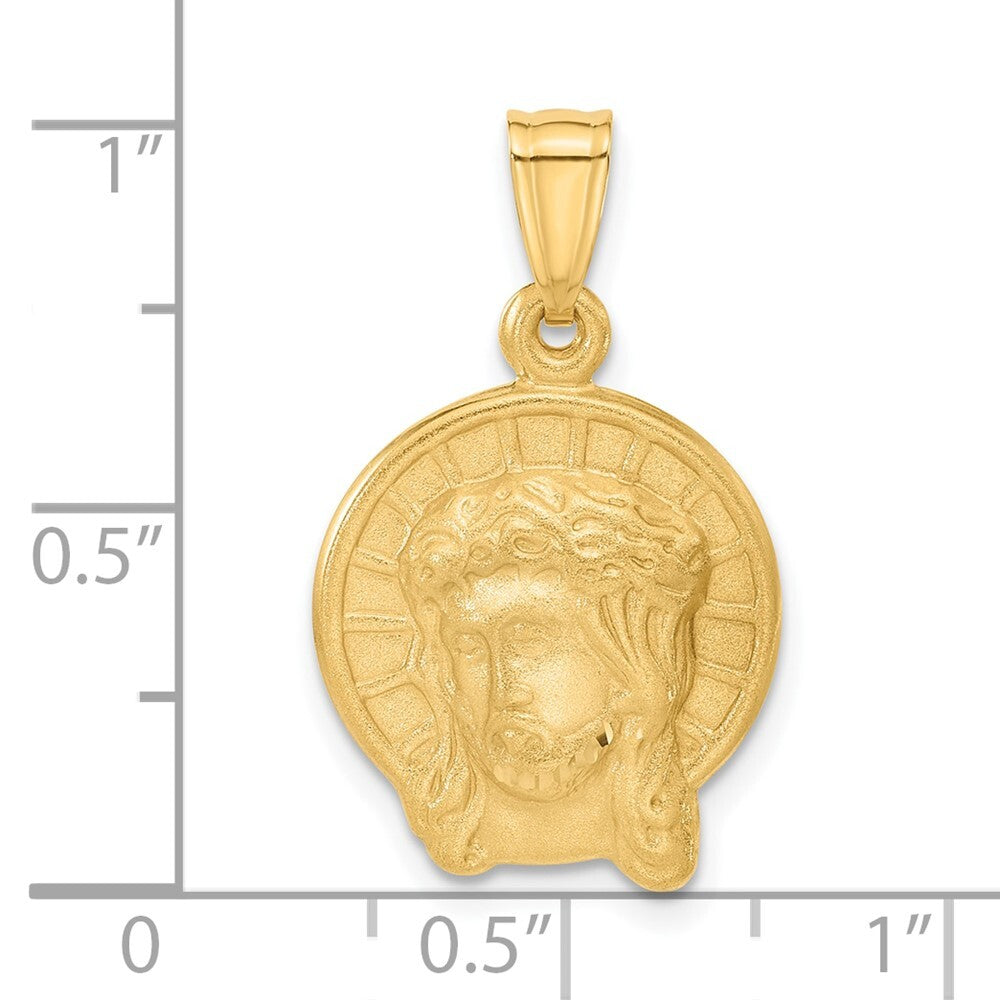 14k Yellow Gold Satin Jesus Medal Pendant