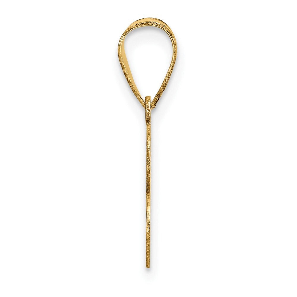 14k Yellow Gold Polished Etched Letter B Initial Pendant for Women