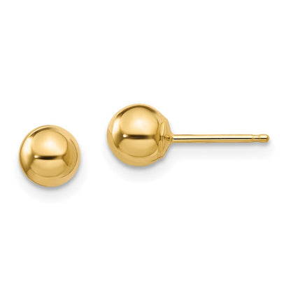 14k Yellow Gold Polished 5mm Ball Stud Earrings Gift for Women