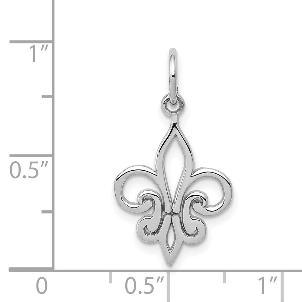 14k White Gold Fleur De Lis Charm Pendant for Women