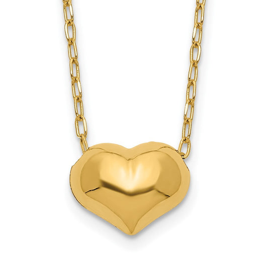 14k Yellow Gold Madi K Small Hollow Heart w/ Chain Necklace &1in ext. Necklace