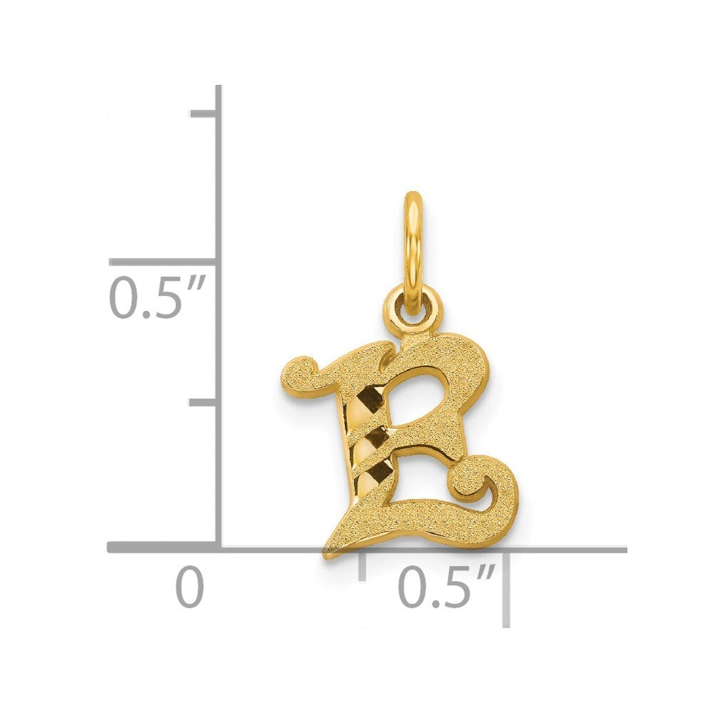 14k Yellow Gold Letter E Initial Charm Pendant for Women