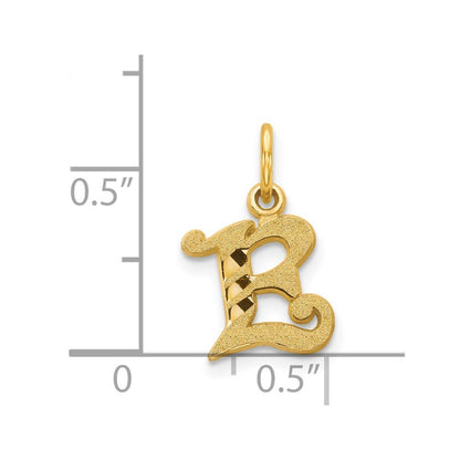 14k Yellow Gold Letter E Initial Charm Pendant for Women