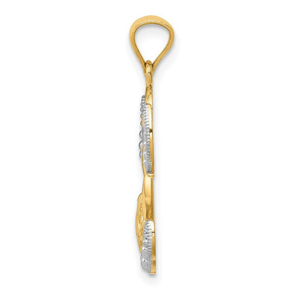 14k Yellow Gold Rhodium LOVE Angel Pendant for Women