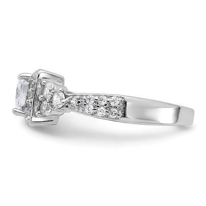 Sterling Silver Rhodium-plated Square Cubic Zirconia Ring Size 6
