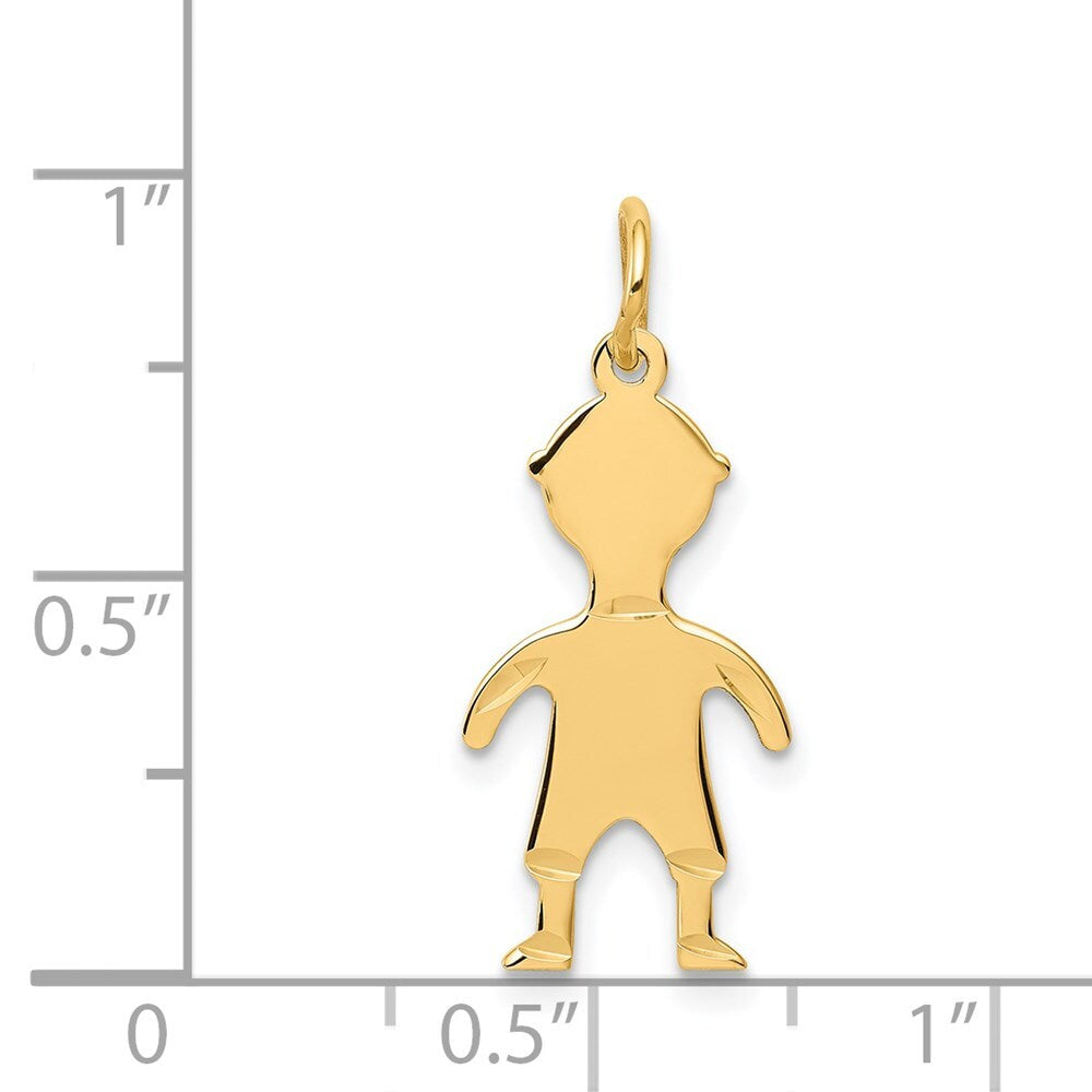 14k Yellow Gold .018 Depth Engravable Boy Charm Pendant for Women
