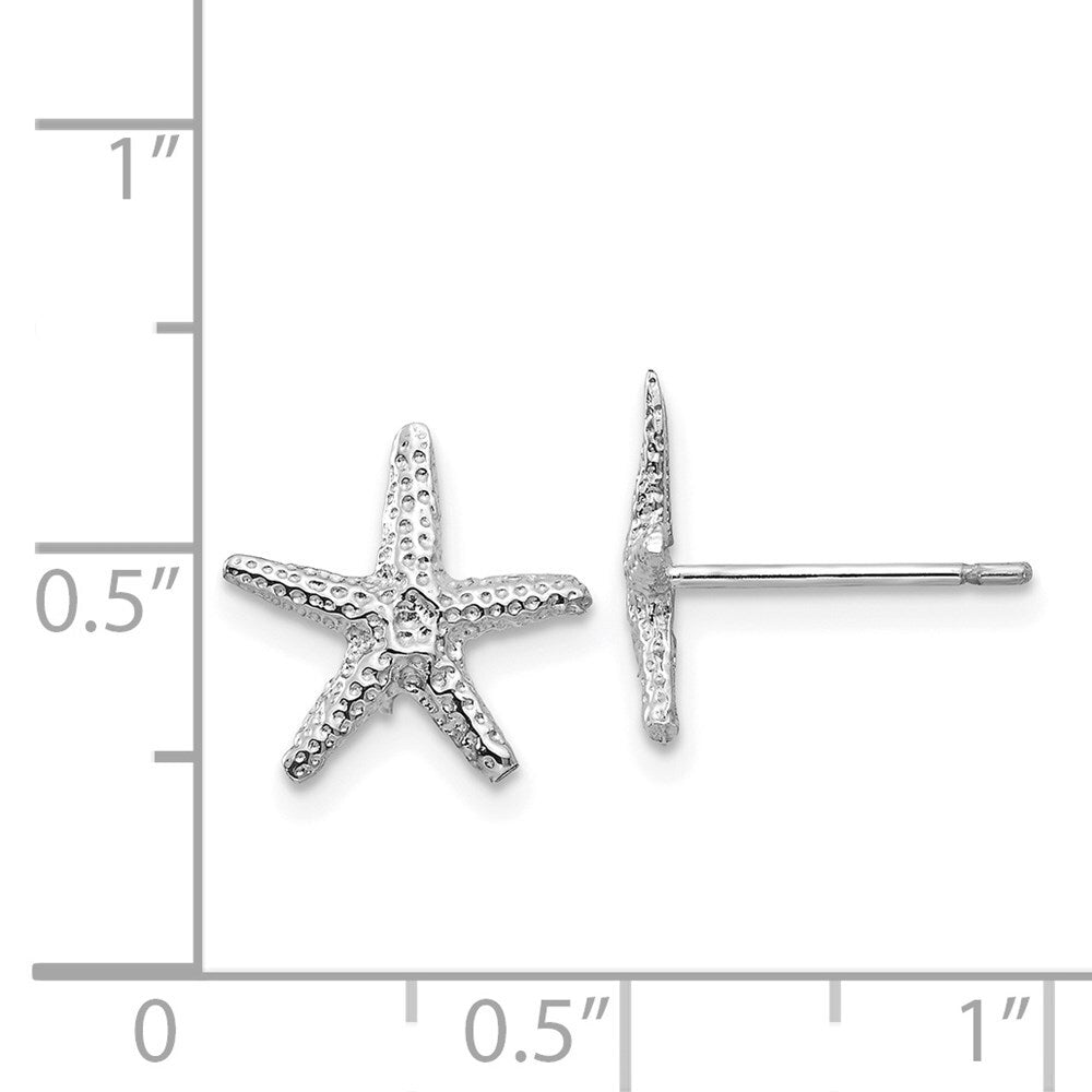14k White Gold Starfish Stud Earrings Gift for Women