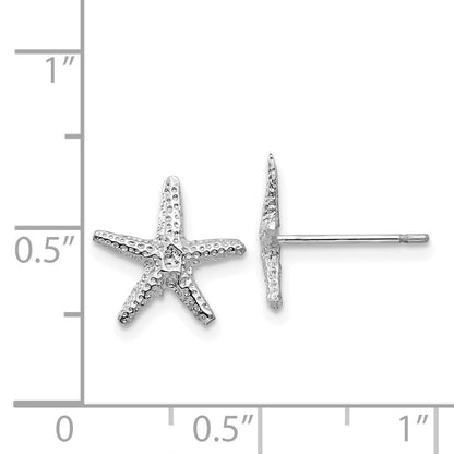 14k White Gold Starfish Stud Earrings Gift for Women