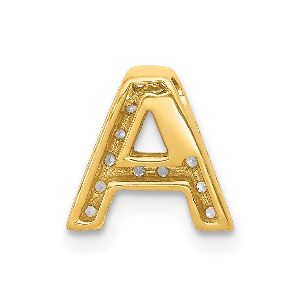 14k Yellow Gold Diamond Letter A Initial Charm Pendant