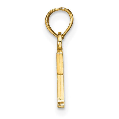 14k Yellow Gold Polished Block Letter T Initial Pendant for Women